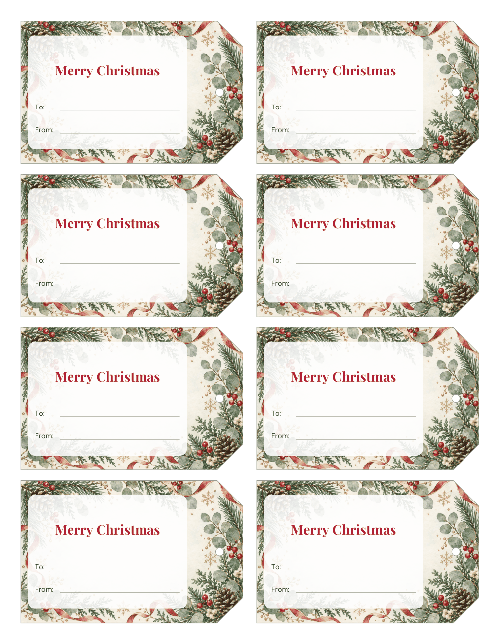 Preview of the first page of Christmas / winter tags (PDF)