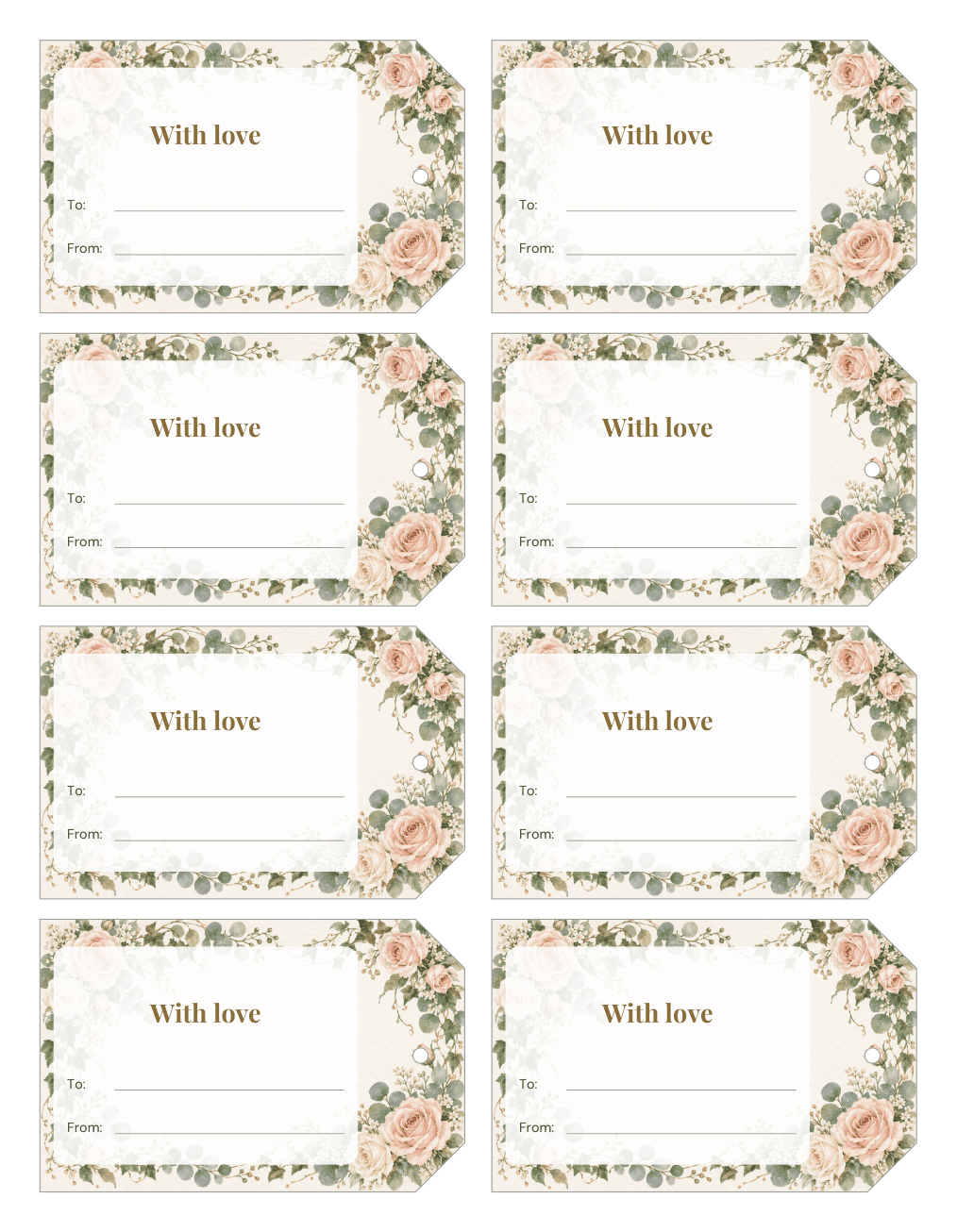 Preview of the first page of Wedding / anniversary tags (PDF)