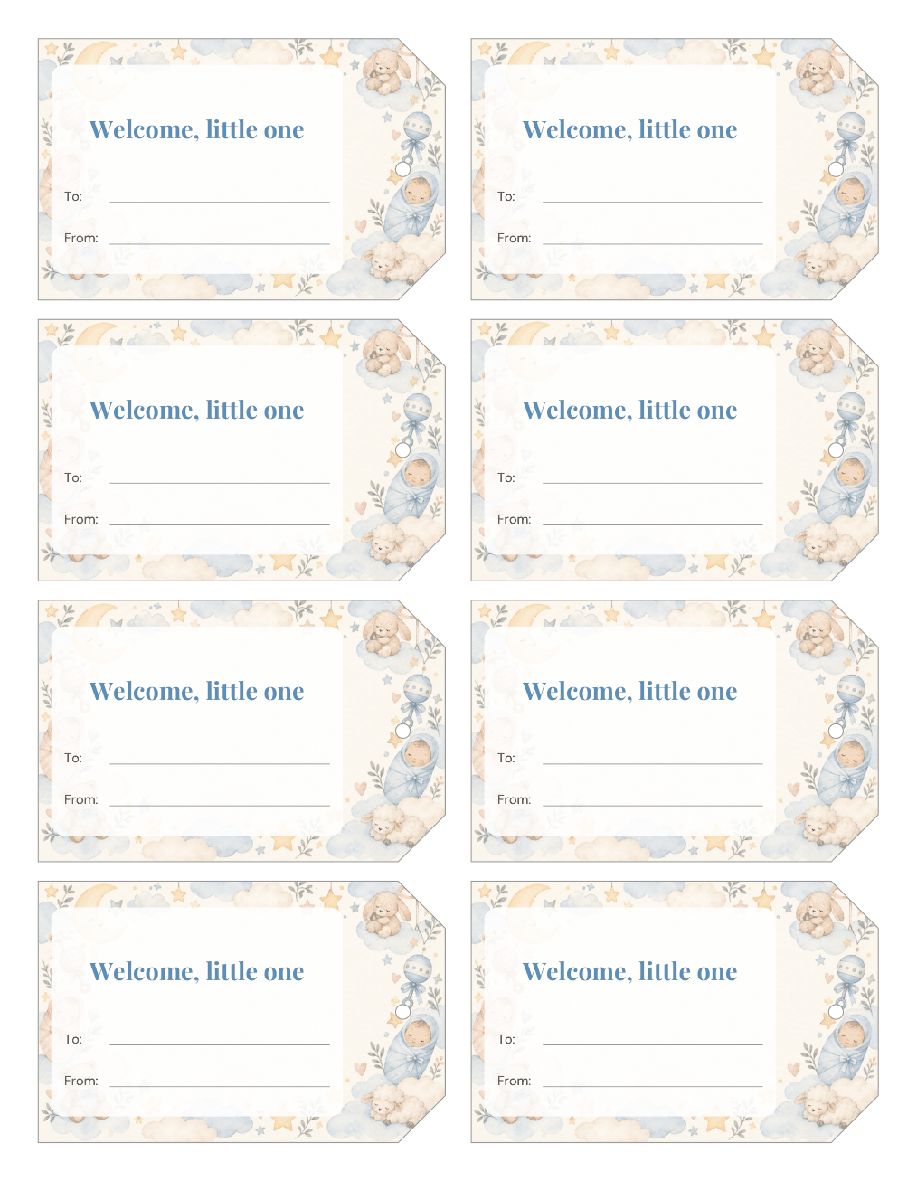 Preview of the first page of Baby shower tags (PDF)