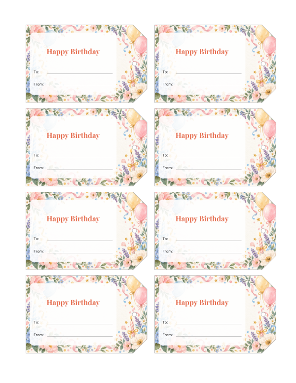 Preview of Printable Birthday Gift Tags