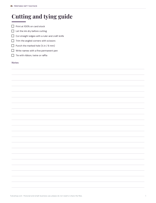 Preview of Printable Gift Tag Cutting Guide