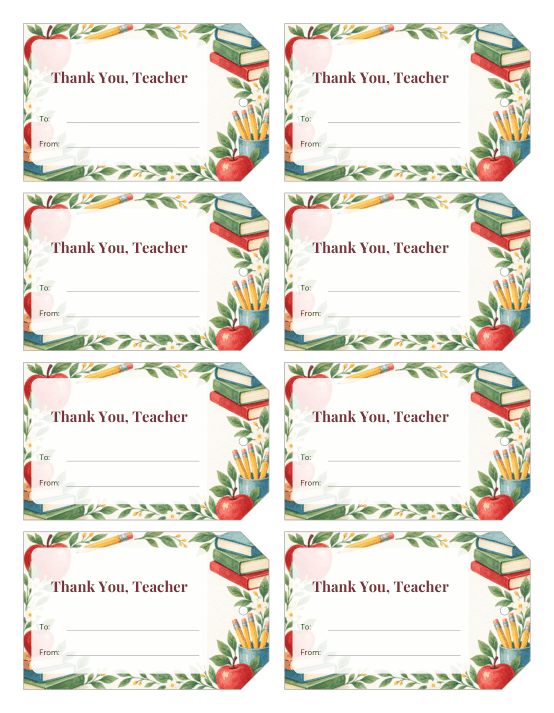 Preview of Printable Gift Tags for Teachers