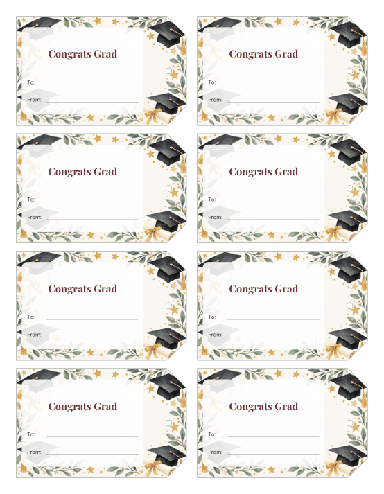 Preview of Printable Graduation Gift Tags