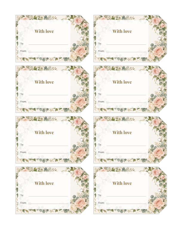 Preview of Printable Wedding and Anniversary Gift Tags